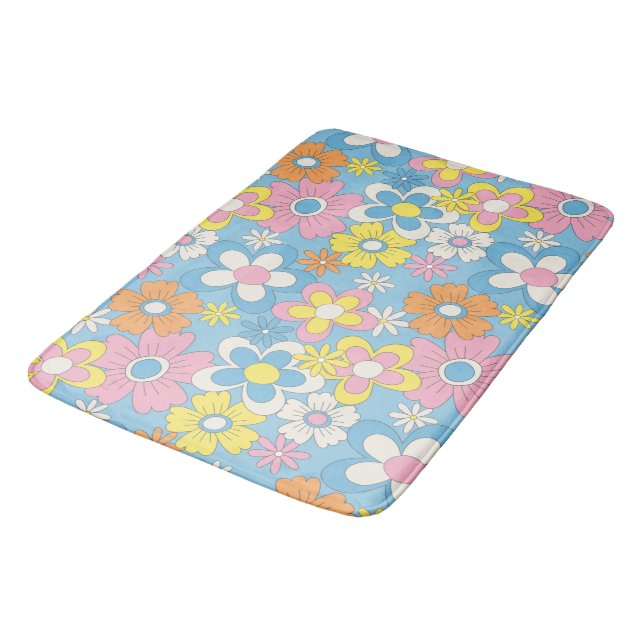 Pastel Flowers Bathroom Mat - Mix & Match Design  (Angled)