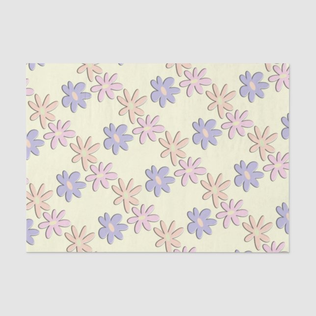 Pastel Flowers Cream Tissue Paper (Front)