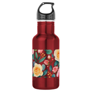 Pastel Flowers Floral Design Soft Vintage Botanic 532 Ml Water Bottle
