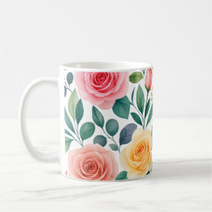 Pastel Flowers Floral Design Soft Vintage Botanic Coffee Mug