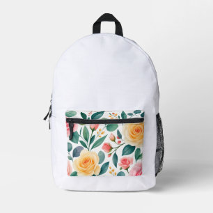 Pastel Flowers Floral Design Soft Vintage Botanic Printed Backpack