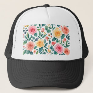 Pastel Flowers Floral Design Soft Vintage Botanic Trucker Hat