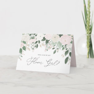 Pastel Flowers Glitter Will You Be My Flower Girl Card