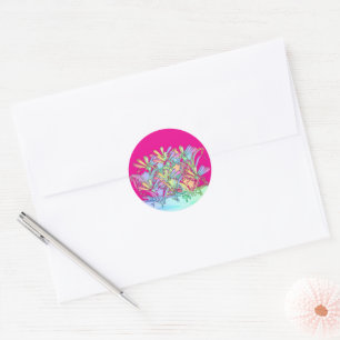 Pastel Flowers Hot Pink Envelope Seal