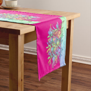 Pastel Flowers Hot Pink  Short Table Runner
