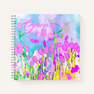 Pastel Flowers in Field Pastel Colours  Notebook