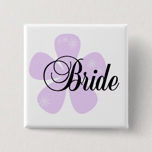 Pastel Flowers Lilac Bride Tshirts and Gifts 15 Cm Square Badge