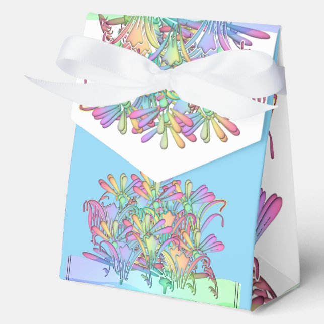 Pastel Flowers Lt Blue     Favour Box (Front)