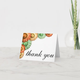 Pastel Flowers Mint Coral Peach Thank You Card