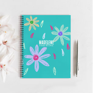Pastel Flowers Name Monogram Tosca Recipe Notebook