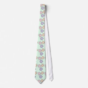 Pastel Flowers on Mint Green Tie