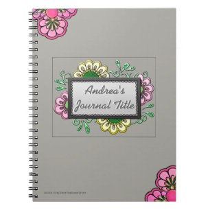 Pastel Flowers on Soft Warm Grey  (Personalised) Notebook