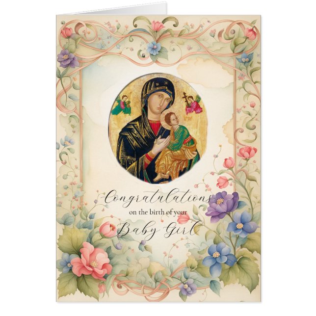 Pastel Flowers Orthodox Congratulations New Baby   (Front)