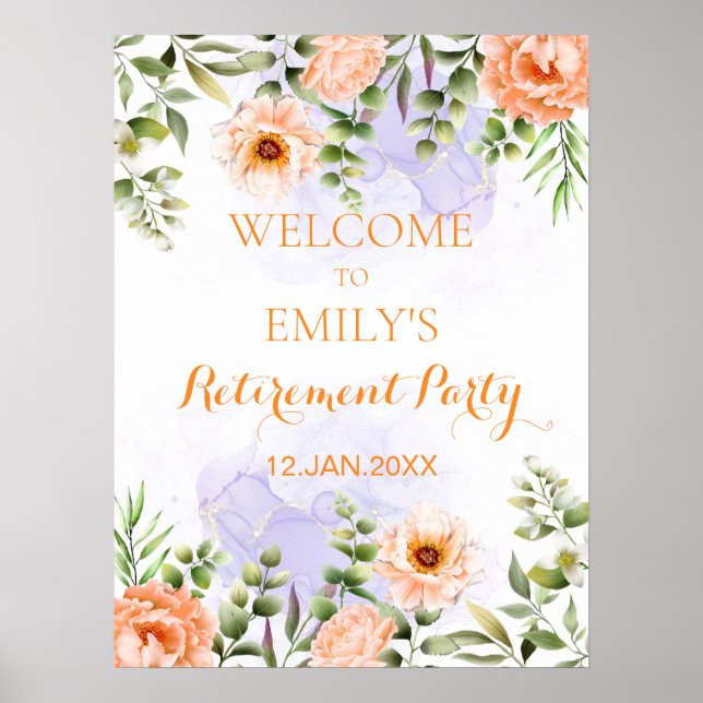 Pastel Flowers Retirement Party Welcome Sign (Front)