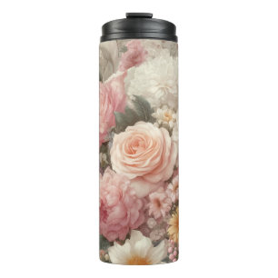Pastel Flowers Shabby Chic Rose Floral  Thermal Tumbler