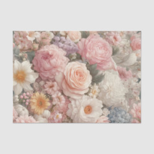Pastel Flowers Shabby Chic Rose Floral Wedding Tissue Paper