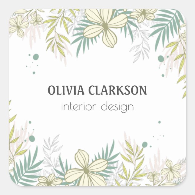 Pastel Flowers Square Sticker (Front)