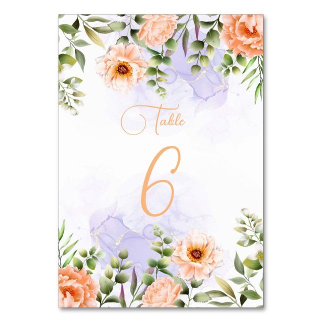 Pastel Flowers Table Number (Front)