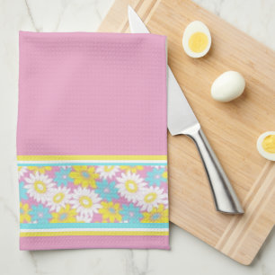Pastel flowers tea towel