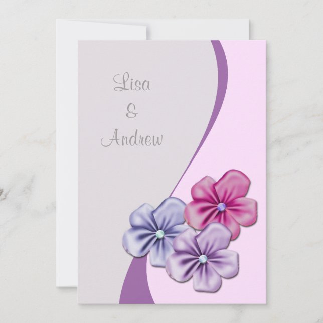 Pastel Flowers Wedding Invitation (Front)