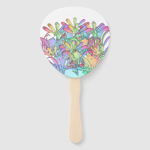 Pastel Flowers White Hand Fan