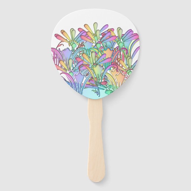Pastel Flowers White    Hand Fan (Front)