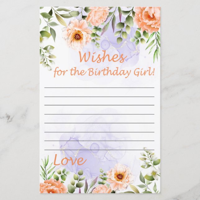 Pastel Flowers Wishes for the birthday girl (Front)