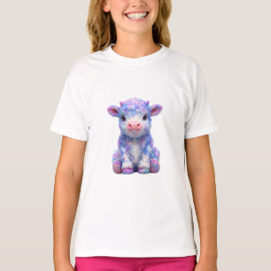 Pastel Fluffy Highland Cow Calf Kids T-Shirt