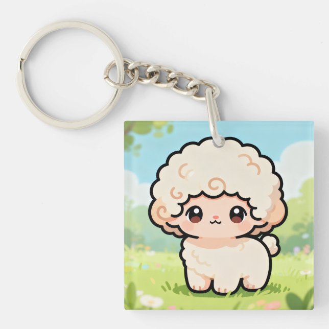 Pastel Fluffy Lamb Keychain (Front)