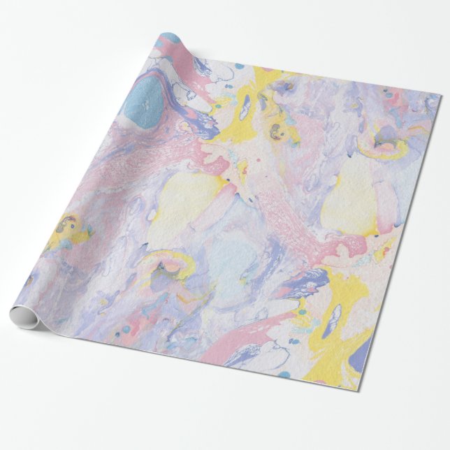 Pastel Fluid Colours Marble Swirls Wrapping Paper (Unrolled)