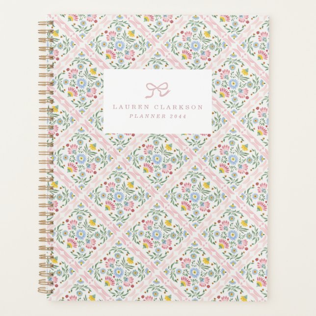 Pastel Folk Floral Planner Cover Pattern (Front)