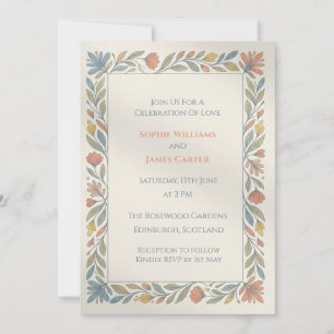 Pastel Folk Floral Wedding Invitation