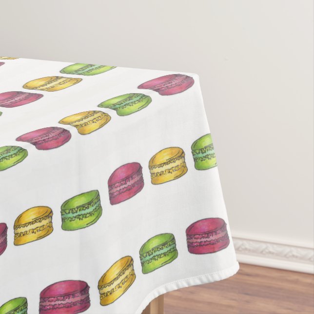 Pastel French Bakery Macaron Cookie Foodie Print Tablecloth (In Situ)