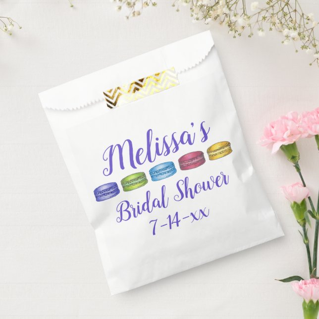 Pastel French Macaron Cookie Pastry Bridal Shower Favour Bags (Sealed)