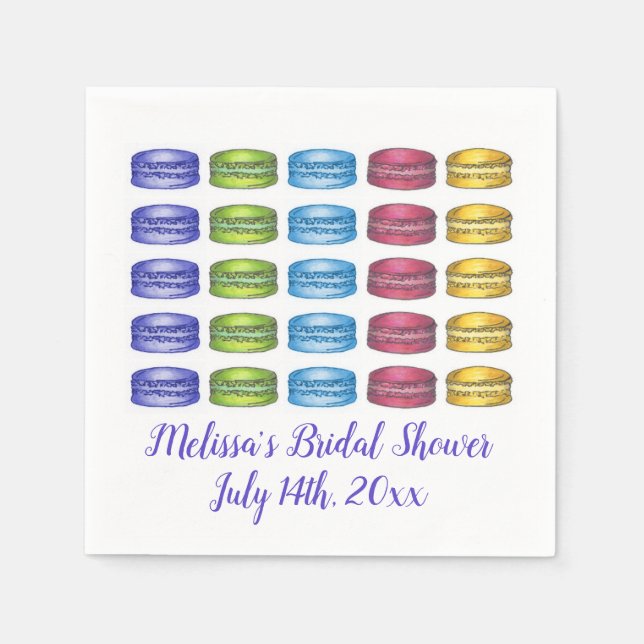 Pastel French Macaron Cookie Pastry Bridal Shower Napkin (Front)