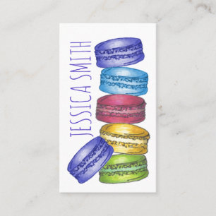 Pastel French Macaron Cookies Bakery Pastry Chef Business Card
