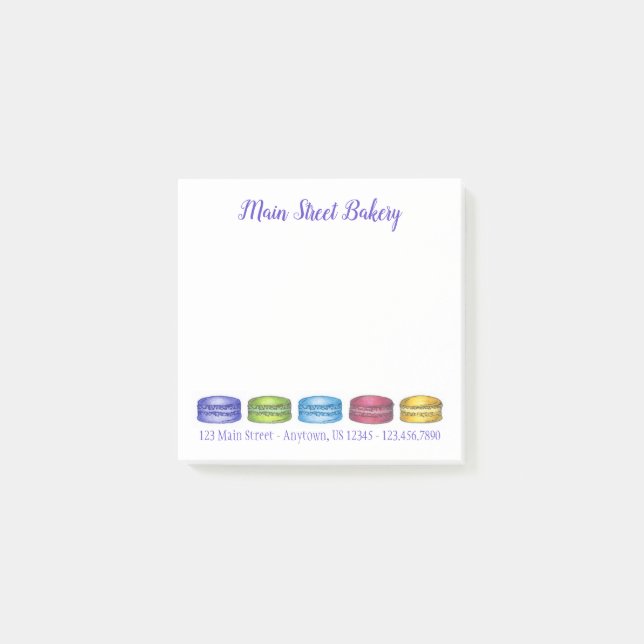 Pastel French Macaron Cookies Bakery Pastry Chef Post-it Notes (Front)