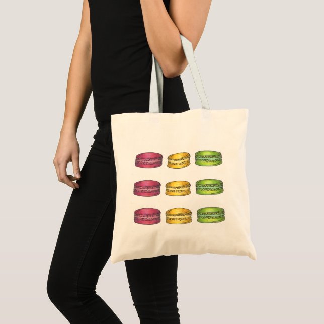 Pastel French Macaron Cookies Bakery Pastry Shop Tote Bag (Front (Product))