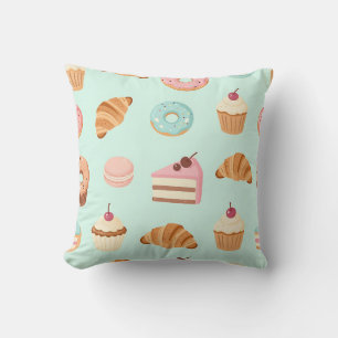 Pastel French Pastries Cute Dessert Pattern Cushion