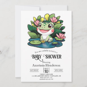 Pastel Frog Baby Shower Invitation