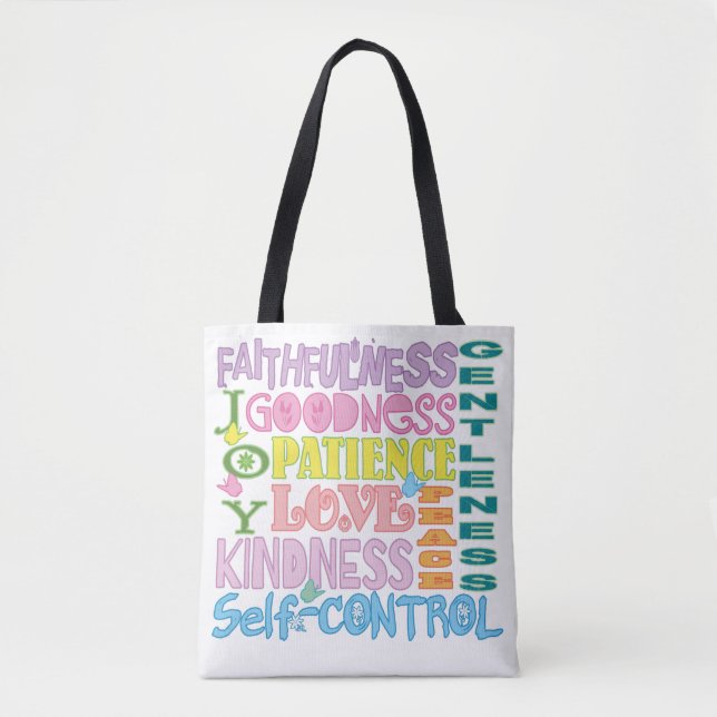 Pastel Fruit of the Holy Spirit Christian Tote Bag (Front)