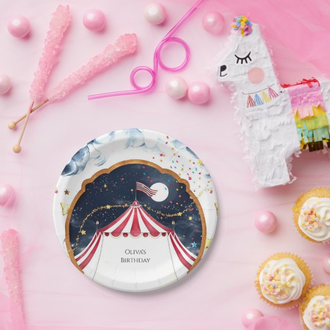 Pastel Fun Circus Birthday Paper Plate (Party)