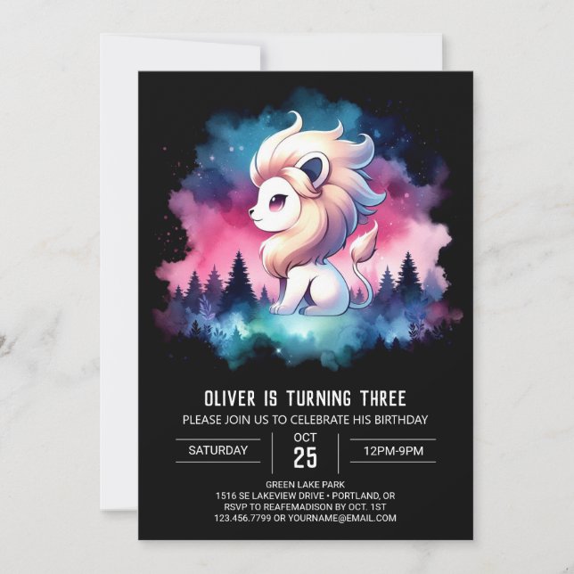 Pastel Fun Lion Birthday Invitation (Front)