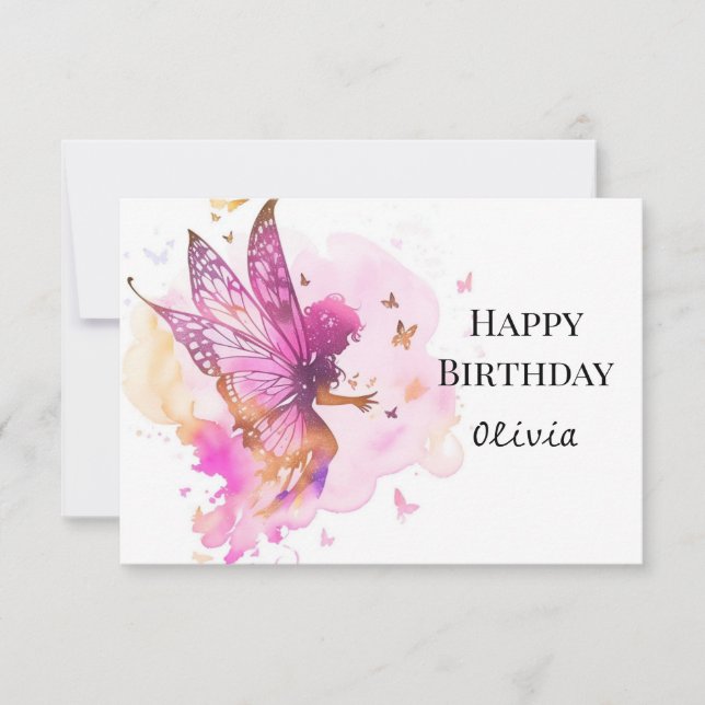 Pastel Fun Online Fairy Birthday Card (Front)