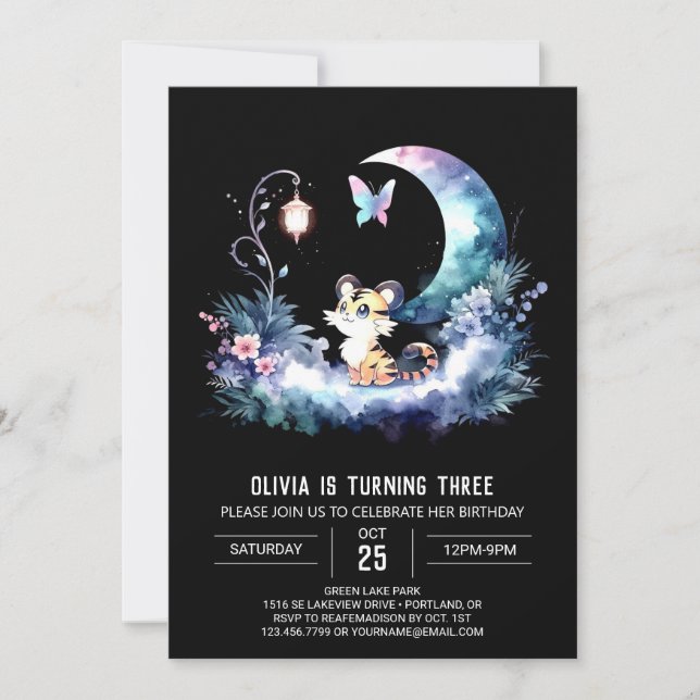 Pastel Fun Tiger Birthday  Invitation (Front)