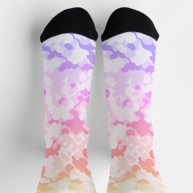 Pastel Funky Eclectic Boho Abstract Cloudy Sunset Socks (Top)