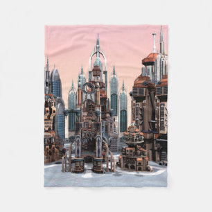 Pastel Futuristic City Fantasy Skyline Art Fleece Blanket