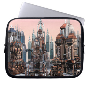 Pastel Futuristic City Fantasy Skyline Art Laptop Sleeve