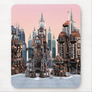 Pastel Futuristic City Fantasy Skyline Art Mouse Mat