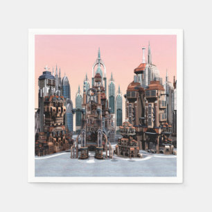Pastel Futuristic City Fantasy Skyline Art Napkin